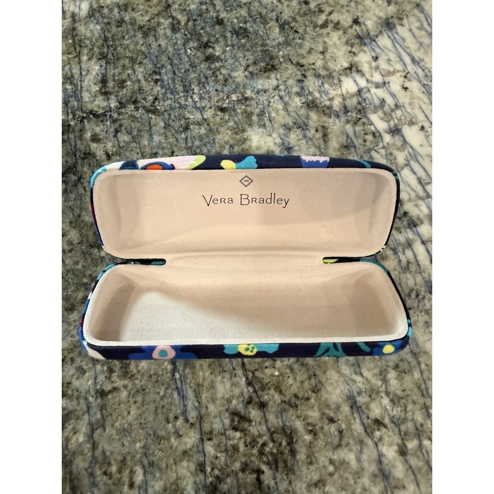 Vera Bradley Eyeglass Case/Hard Clam Shell Blue Floral - Picture 3 of 3